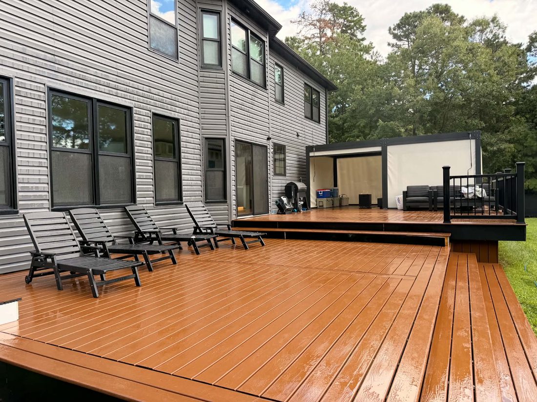 Large wood deck restored and sealed