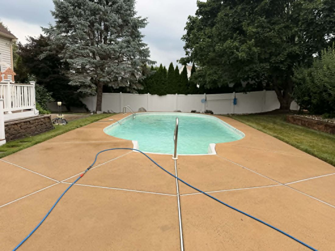 Clean pool deck after washing