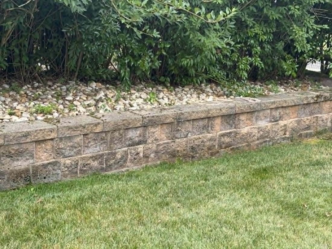 Retaining wall after cleaning